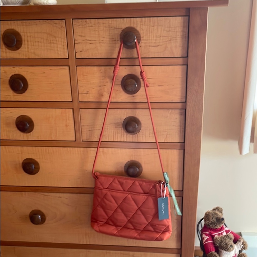 Orange Quilted Crossbody Bag